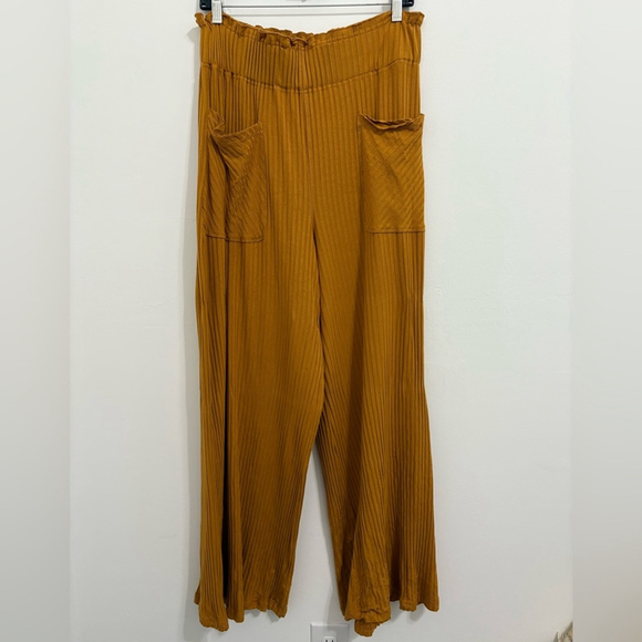 #319 FP MOVEMENT Retail $88 Blissed Out Wide Leg Pants Golden Ochre XS - Picture 4 of 10